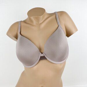 Women's Calvin Klein Underwire Bra size 38D Chocolate Brown Silky Fabric